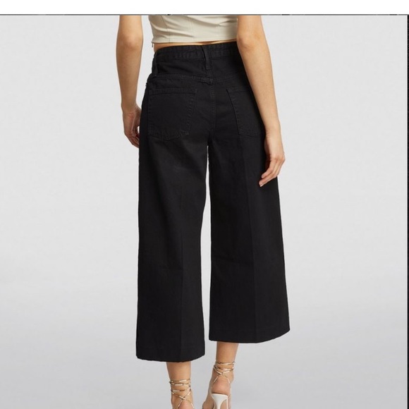 FRAME Navy Wide Leg Cropped Raw Hem Jeans 26 - Picture 2 of 11